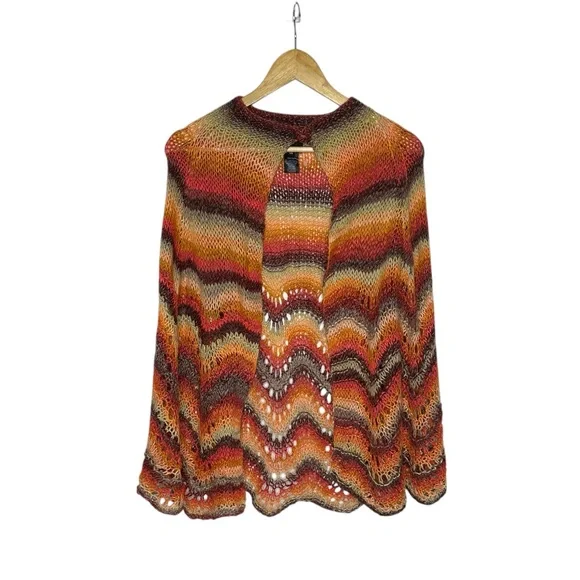NEW Anna Sui Ombré Hand Crochet Poncho in Rainbow OS - Picture 5 of 12
